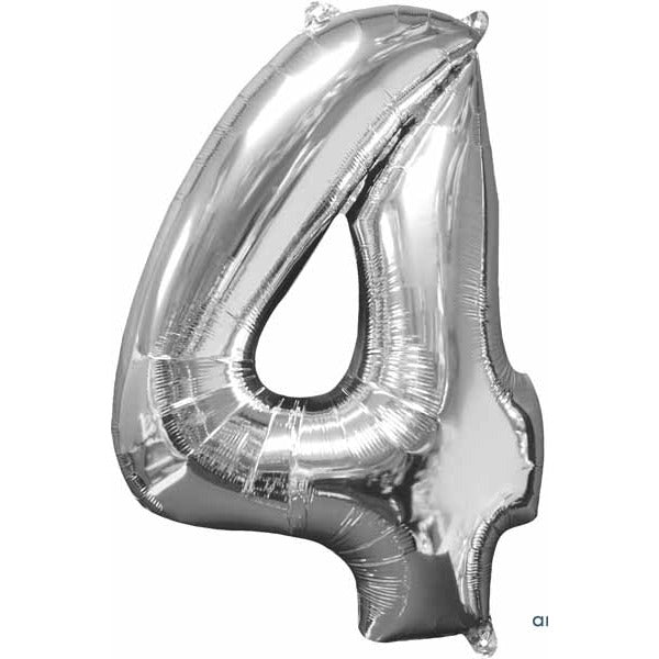 26 Inch Silver Number 4 Balloon