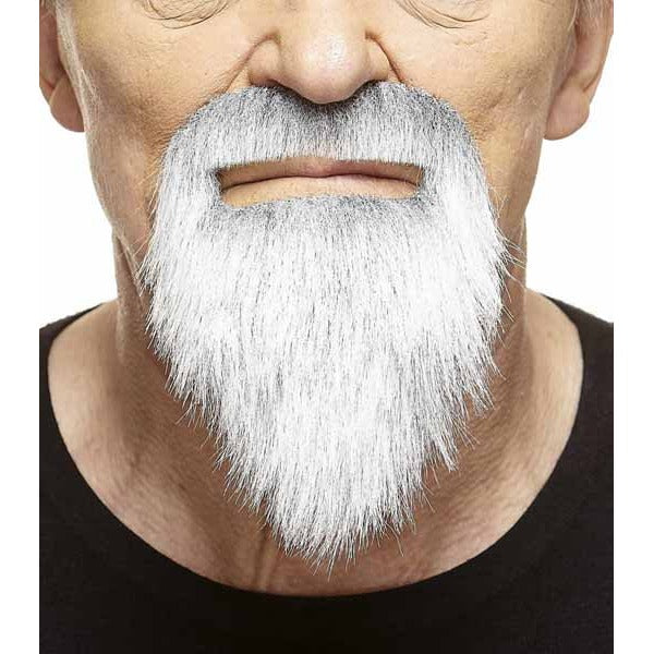 White and Grey Ducktail Moustache and Beard Costume Set