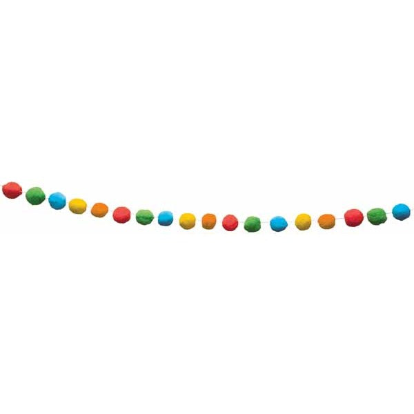 Rainbow Pom-Pom Banner, 13 ft