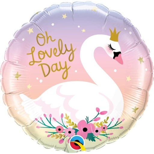 Oh Lovely Day Swan 18-Inch Round Foil Balloon
