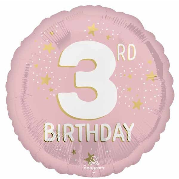 Little Miss 3 Happy Birthday 18-Inch Round Foil Balloon