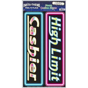 Neon Casino Signs Peel 'N Place Decorations