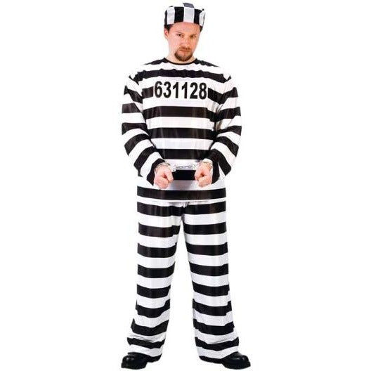 Men's Jailbird Convict Costume, One Size