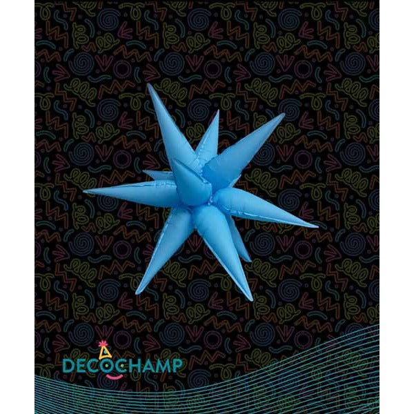 DecoChamp Neon Blue Starburst Foil Balloon, 26 Inch