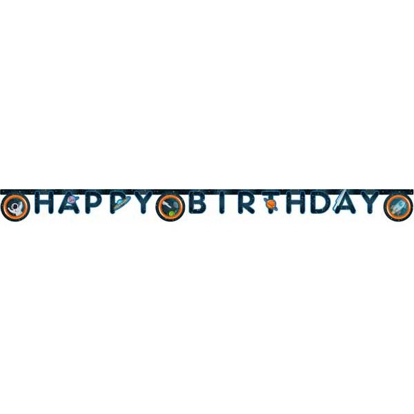 Rocket Space Happy Birthday Paper Die-Cut Banner
