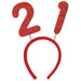 Red Glittered 21st Birthday Bopper Headband