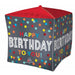 Confetti Happy Birthday to You 15" Cubez Foil Balloon