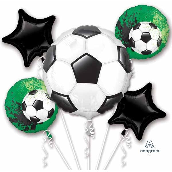 Goal Getter Soccer Foil Balloon Bouquet, 5 Piece