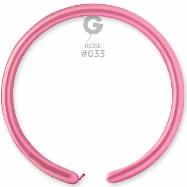 Gemar 160 Metallic Rose #033 Twisting Balloons, 50 Count