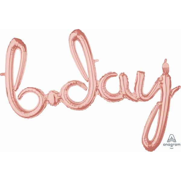 Rose Gold Bday Script Balloon