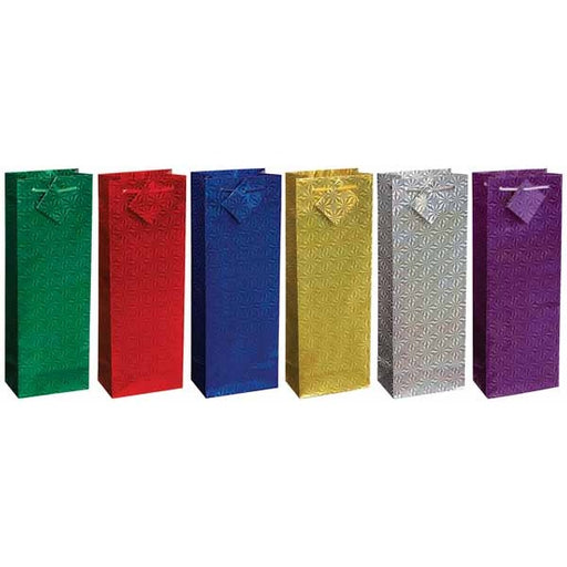 14"X5" HOLOGRAPHIC W INE GIFT BAG 1PK