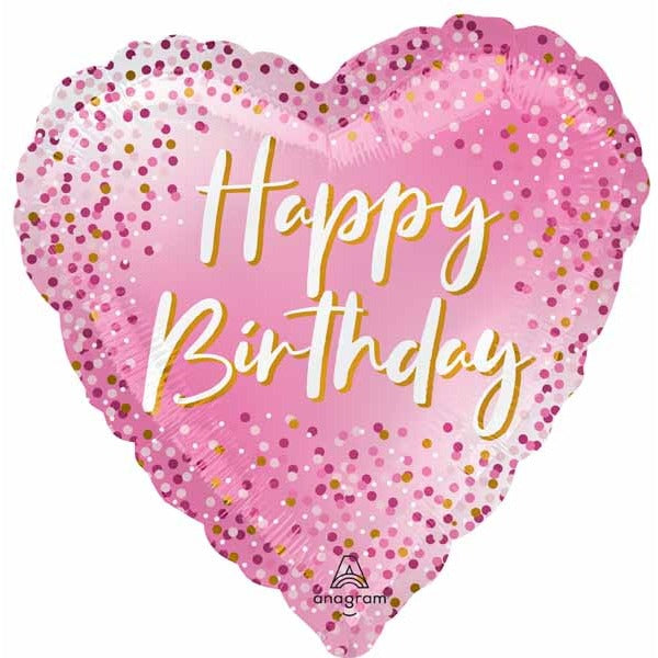 Happy Birthday Sparkle 18-Inch Heart Foil Balloon
