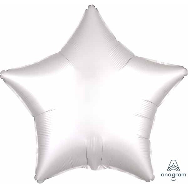 White Satin Luxe Star Foil Balloon, 19 Inch