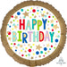 Gold Happy Birthday Marquee Dot 18-Inch Round Foil Balloon