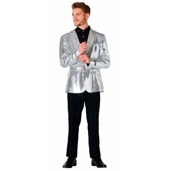 Suitmeister Men's Silver Sequin Blazer, Large