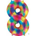Rainbow Splash Number 8 Balloon, 34 Inch