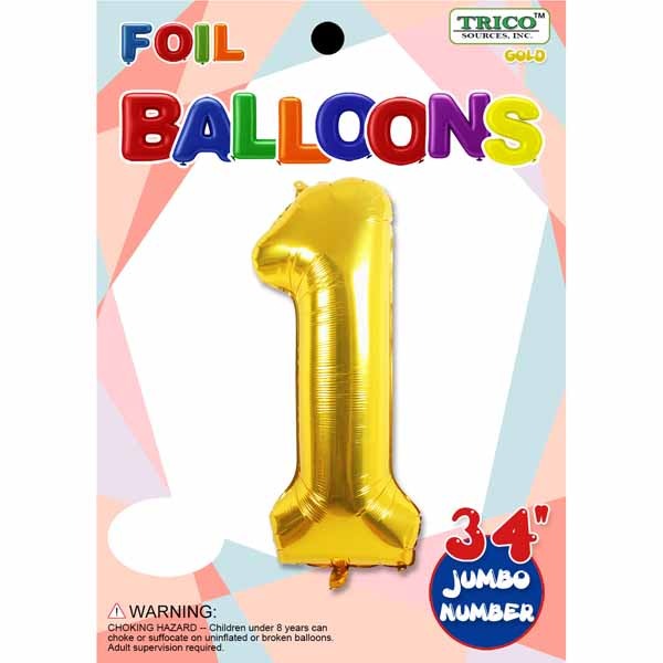 34-Inch Gold Number 1 Foil Balloon