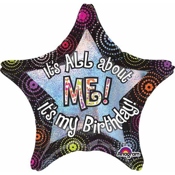 All About Me Birthday Jumbo Holographic Foil Balloon