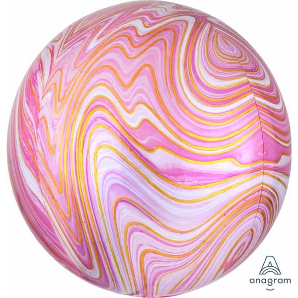 Pink Marblez Orbz XL Foil Balloon, 16 Inch