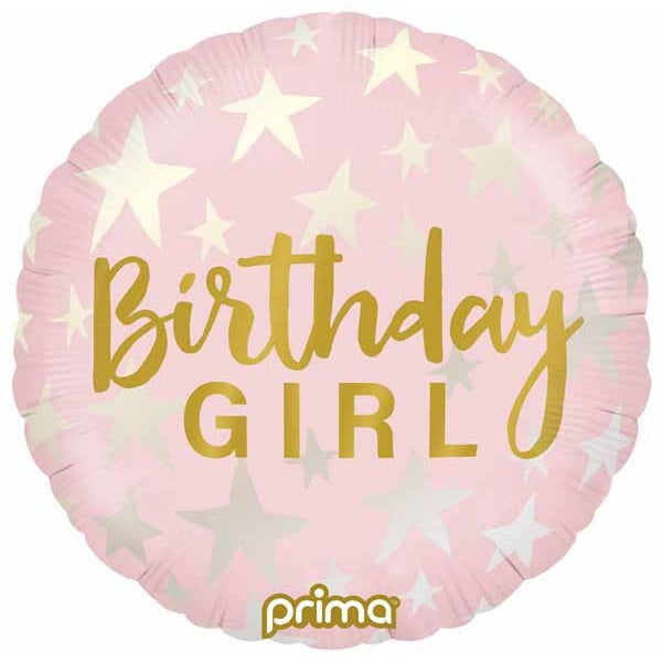 Prima Girl Stars 18-Inch Round Birthday Foil Balloon