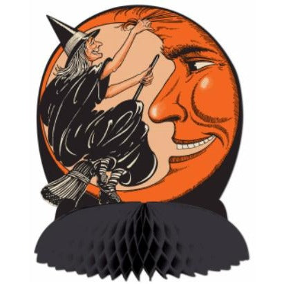 Witch & Moon Halloween Centerpiece, 9.75 Inches