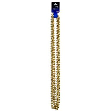 Gold Large Round Party Bead Necklaces, 3 Pack