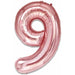 34" Rose Pink Number 9 Foil Balloon
