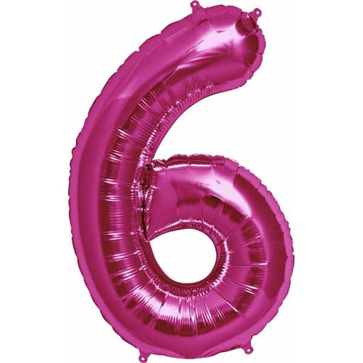 34-Inch Magenta Number 6 Balloon