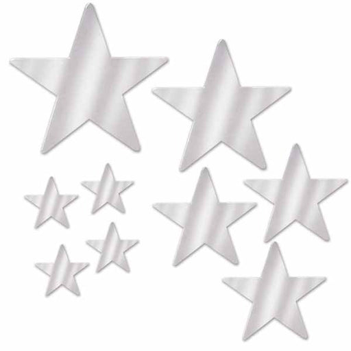 Silver Foil Star Cutouts, 9 Count