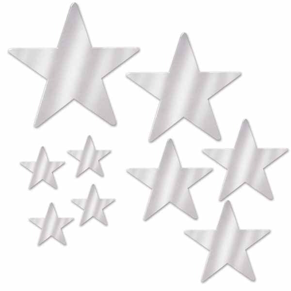 Silver Foil Star Cutouts, 9 Count