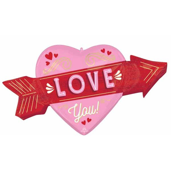 Love You Retro Arrow 42-Inch Foil Balloon