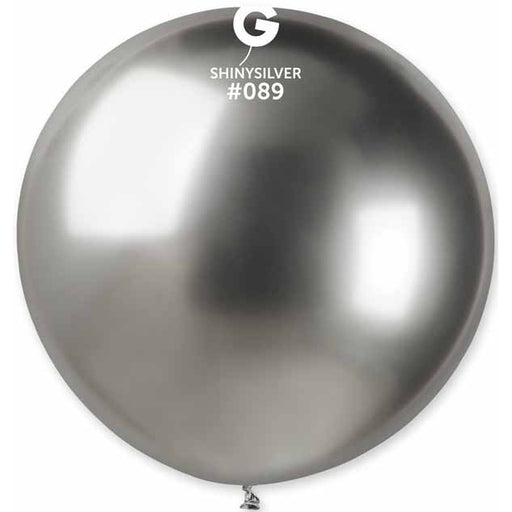 Gemar 31" Shiny Silver #089 Latex Balloon, 1 Count