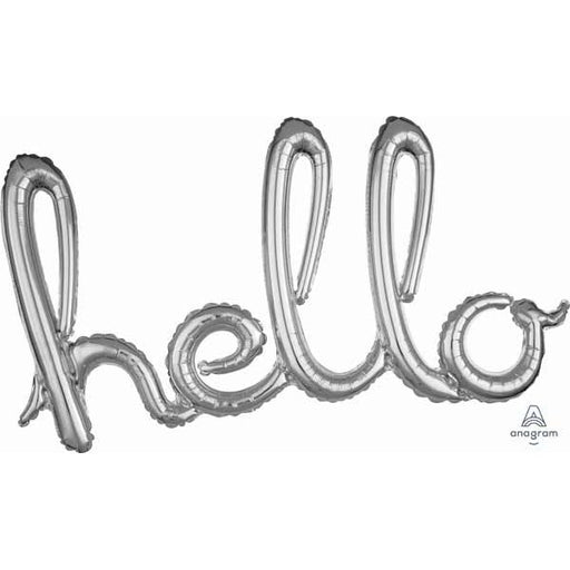 Silver Hello Script Balloon