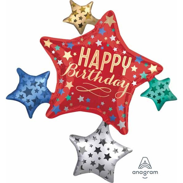35 Inch Birthday Star Cluster Foil Balloon