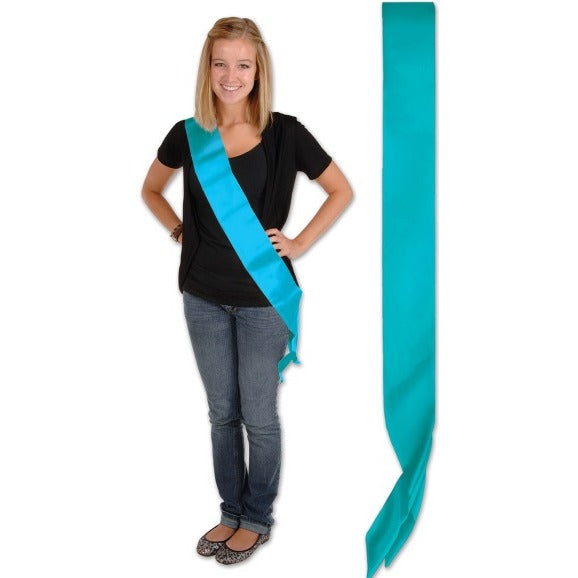SATIN SASH TURQUOISE MAKE YOUR OWN