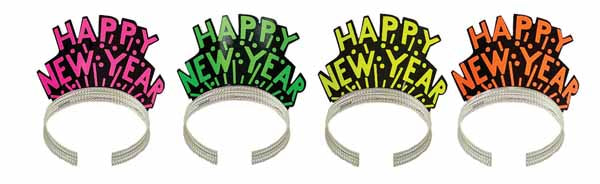 Happy New Year Neon Tiaras, 50 Count