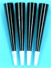 9-Inch Black Foil Party Horns, 144 Count