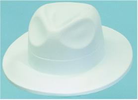 White Velour Plastic Fedora Hats, 48 Count