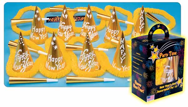 Gold Foil New Year's Eve Party Kit for 10