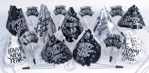 STARLIGHT PARTY KIT FOR 50 BLACK &SILVER