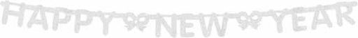 Silver Glitter Print Happy New Year Banner, 5 ft