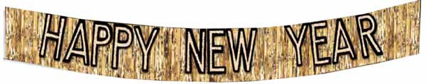 GOLD W/BK HNY 9' FRINGE BANNER