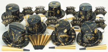 Gold and Ebony New Year's Party Kit for 10