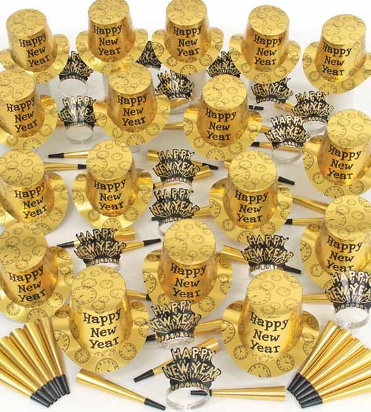 GOLD MIDNIGHT PARTY KIT FOR 100