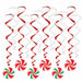 Peppermint Whirls Christmas Hanging Decorations, 12 Pack