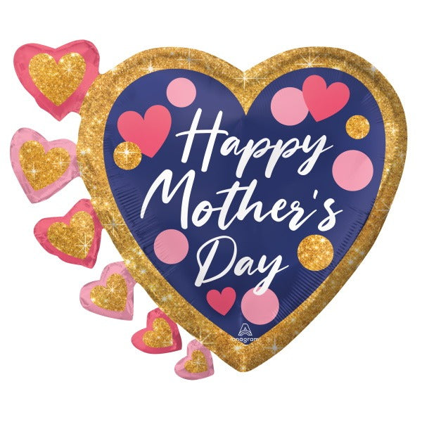 24 Inch Happy Mother's Day Glitter Dots Foil Balloon