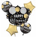 Black, Silver & Gold Retirement Foil Balloon Bouquet