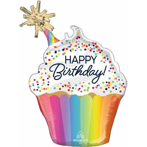31" Confetti Sprinkle Happy Birthday Cupcake Foil Balloon