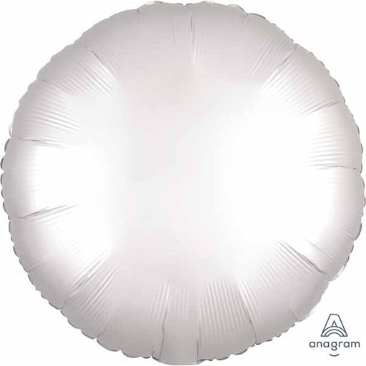 White Satin Luxe Round Foil Balloon, 18 Inch