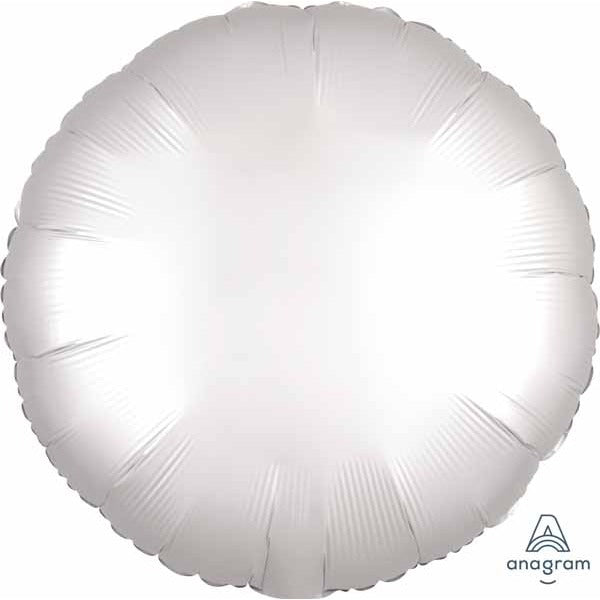 White Satin Luxe Round Foil Balloon, 18 Inch